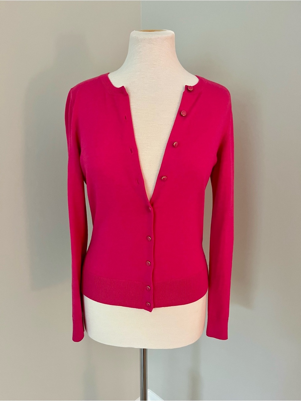 Banana Republic Vibrant Fuchsia Button-Front Stretch Cardigan, S